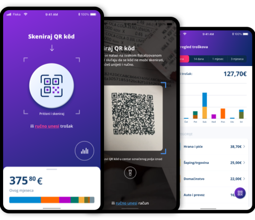 Čim skenira&scaron; fiskalizovani račun, na&scaron;a tehnologija u pozadini radi za tebe. Automatizovana kategorizacija računa, praćenje i detaljna statistika potro&scaron;nje.